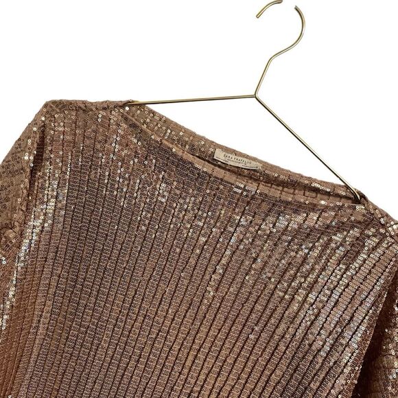 Zara Rose Gold Fully Sequined Mini Dress Long Sleeve MED - Picture 3 of 7
